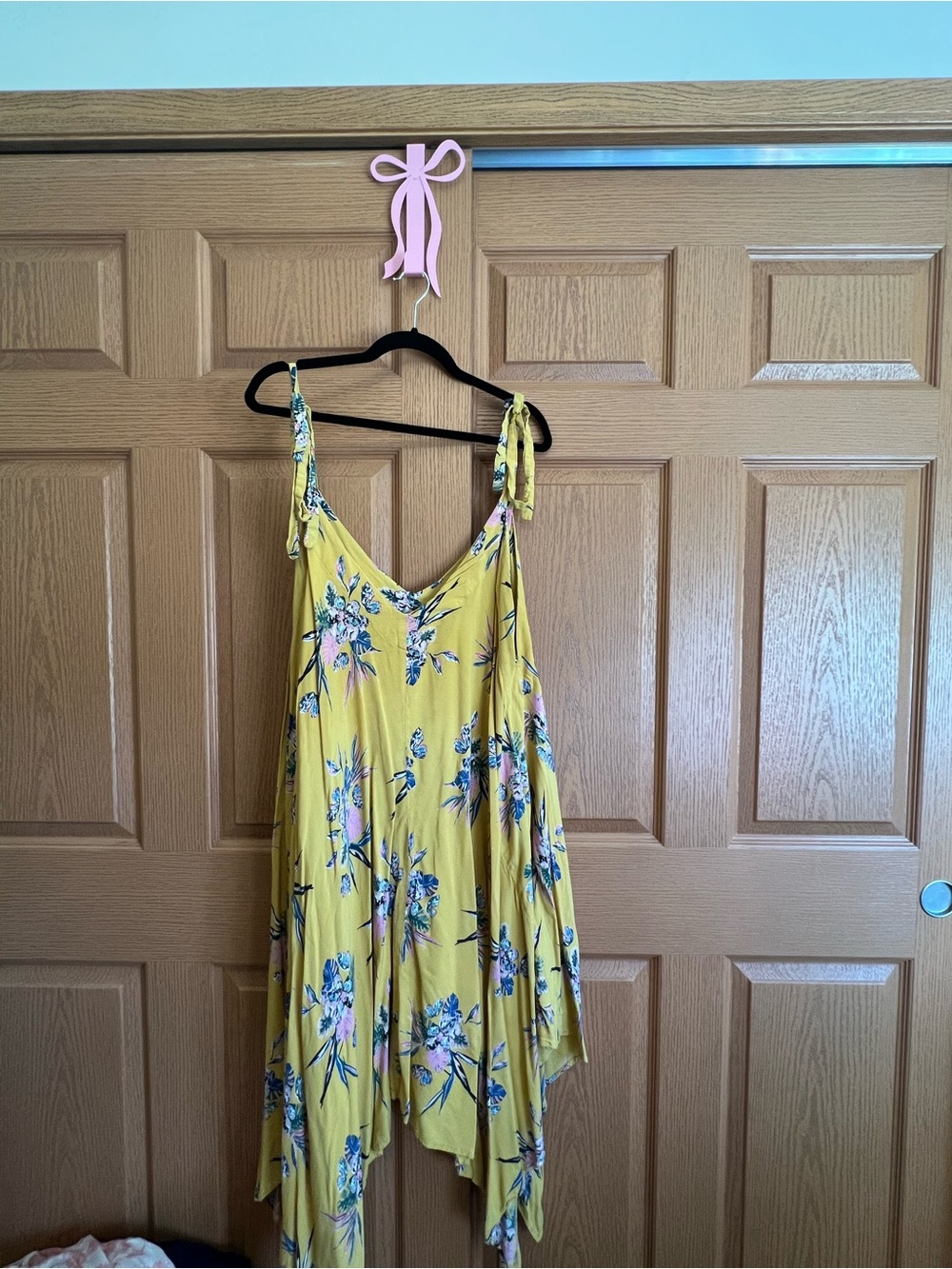 Ashley Stewart Yellow Floral Asymmetrical Sundress